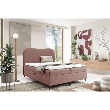 Boxspringbett Schlafzimmerbett BLAIR PREMIUM 120x200cm Stoff Now or Never Altrosa