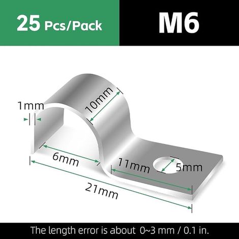 Diameter 14 mm Single Hole U-Clamp 304 Stainless Steel U-Tube Clamp Ring Clamp Rigid Wire Attachment for Fixing Cables, Wires and Pipes (1/3)