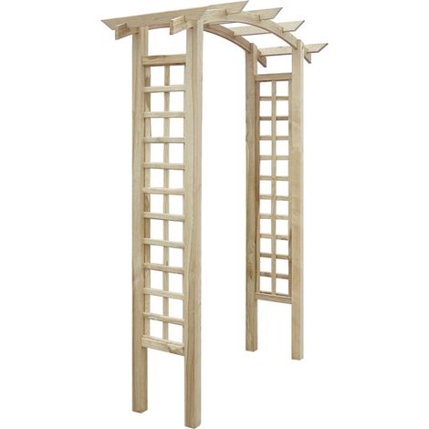 Arche de jardin en bois de pin 150x50x210 cm – Résistante à la pourriture – Base stable pour rosiers et plantes grimpantes – Fimei (1/4)