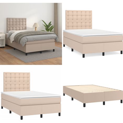Sommier à lattes de lit avec matelas Cappuccino 120x200 cm - Lit Plateforme - Lit Capitonné - Lit Double - Literie - Chambre À Coucher - Home & Living (1/5)