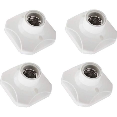 4 pcs Douille d'Ampoule en Céramique Support Base pour Lampe,Lamp Douille,E27 Plastique Base,Ronde Vis Titulaire Lumière Douille,AC 220-250V,Blanc-