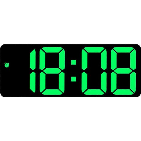 Réveil numérique vert, grand écran, fonction snooze, réveil de bureau multifonctionnel à LED facile à lire, fournitures de bureau (1/5)