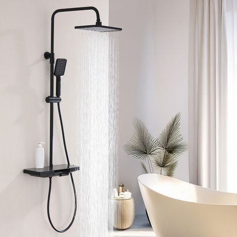 OHPA Colonne Douche Thermostatique Ensemble de colonne de douche avec plaque thermostatique de 41 cm,colonne douche reglable hauteur,Pas besoin de percer une deuxième fois,Douchette,Douche de tête Eff (1/5)