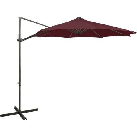 Parasol de jardin déporté avec mât et éclairage LED