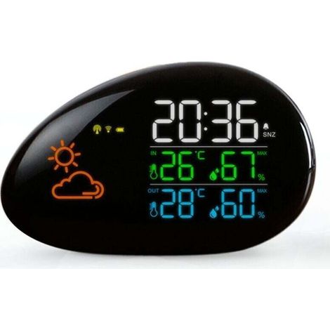 Station Météo Radio Pilotée Avec Capteur Extérieure Et Intérieure, Température, Prévisions Météo, Humidité, Ecran Couleur Led, Horloge, Reveil 1539761Mm (1/5)