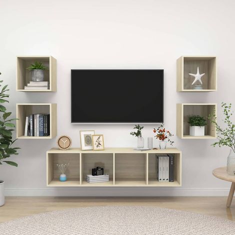 vidaXL 5 Piece TV Cabinet Set Sonoma Oak Engineered Wood (1/5)