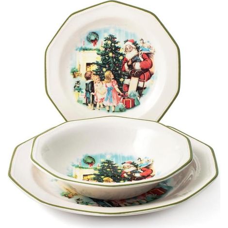 Servizio di Piatti da Tavola in Ceramica Christmas Chee 18 Pezzi (1/3)