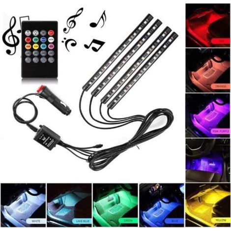48 Lampe Led Voiture Interieur Eclairage Lumiere Ruban Décoration Atmosphère Allume Cigare Néon Son Camping Camion Auto (1/4)