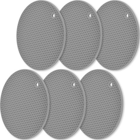Tappetini in silicone resistenti al calore (set da 10) Sottobicchieri Sottobicchieri multifunzionali, antiscivolo e resistenti al calore (grigi) (1/5)