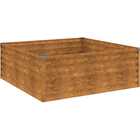 Portavaso per fioriera aiuola rialzata piante fiori terrazzo giardino giardino 100 x 100 x 36 cm acciaio corten marrone 020039289