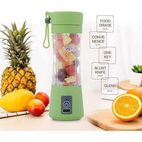 1 Vert Presse-agrumes Portable, Mlangeur Lectrique Usb, Mini-mlangeur Portable Pour Shakes Et Smoothies, Mlangeur De Jus 380 Ml Avec Six Lames Ida (1/5)