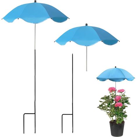 Parasols pour plantes d'extérieur, lot de 2, protection solaire pour plantes, parasols d'extérieur pour plantes, protection solaire réglable pour plantes de jardin et plantes en pot (bleu x 2) (1/5)