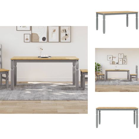 Table à manger Corona gris 160x80x75 cm bois massif de pin - Table À Manger - Table Ronde - Table Rectangulaire - Table Design - Table Moderne (1/5)