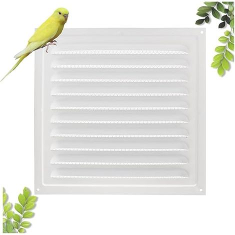 Couvercle d'aération en métal - Blanc - Grille d'aération pour cheminée - Grille d'aération avec moustiquaire pour grille de salle de bain - 15 x 15 cm (1/5)