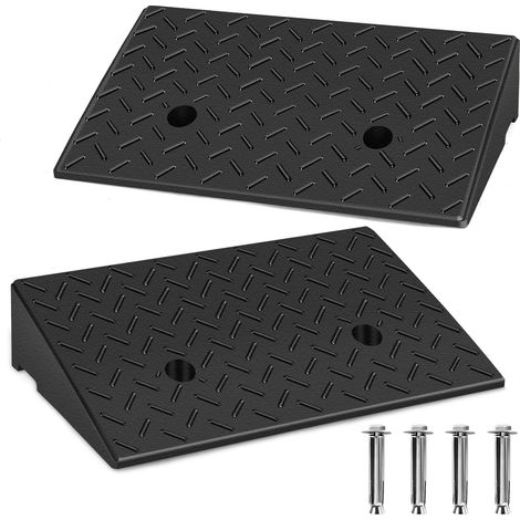 Randaco Set di 2 Rampa di carico, rampa portatile in gomma da marciapiede alta 11 cm per auto, moto, sedie a rotelle 49x30x11cm
