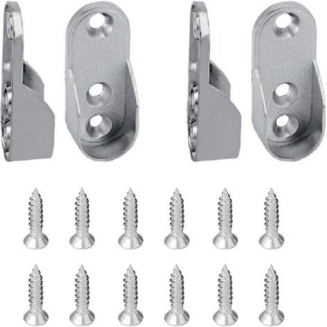 4 Pièces Support de Tringle à Penderie Forme de U Support Tringle Penderie Support de Tringle de Garde-Rob Tige à Bride en Alliage de Zinc pour Rideau ou Armoire Rideau de Douche