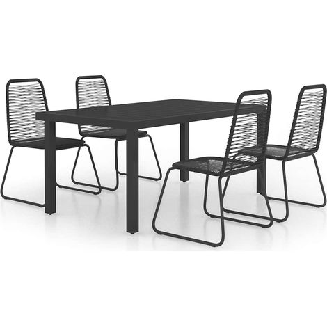 Maison Exclusive - 5-tlg. Garten-Essgruppe PVC Rattan Schwarz (1/5)