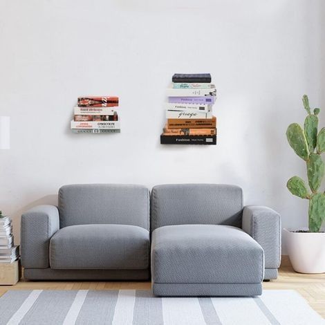 Unsichtbares Wandregal – 2 multifunktionale, schwebende Metallregale mit verdeckter Halterung für Zuhause, Büro, Klassenzimmer und Buchhandlung (weiß) (1/3)