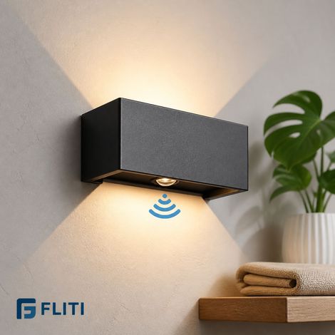 FLITI-IP65 Waterproof LED Wall Light with Motion Sensor, Aluminum, 3000K, Indoor/Outdoor, 24W, 20x10x10cm (1/5)
