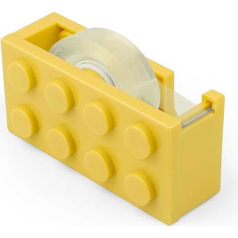 Dévidoir Ruban Adhésif Jaune - Forme Bloc Construction, Organisation Bureau/Restaurant/Magasin (Pratique) (1/5)
