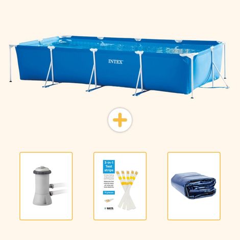 Intex – Piscine hors sol rectangulaire 450x220x84 cm – PVC renforcé – Installation rapide en 30 min – Pompe à filtre 2271 l/h incluse