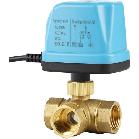Vanne Motorisee 3 Voies Vanne à Bille MotoriséE Dn20 3/4 Pouces Ac 230v Electrovanne MotoriséE Vanne éLectrique Laiton Vanne De Zone, Bleu (1/3)