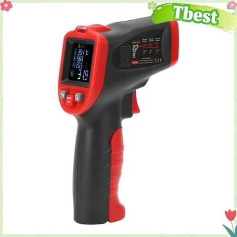 Thermomètre infrarouge, outil de mesure de la température, avec écran LCD couleur, lampe de poche, alarme pour usage industriel (1/4)