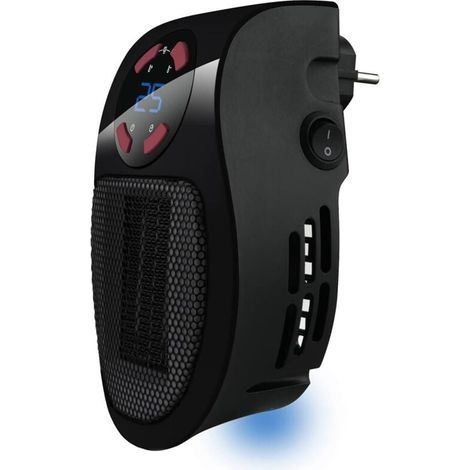 Tropicano Plug Heater - Mini radiateur électrique céramique 1500W, Léger et compact, Thermostat réglable, 2 puissances, Fonction ventilateur, Technologie PTC, Blanc (1/4)