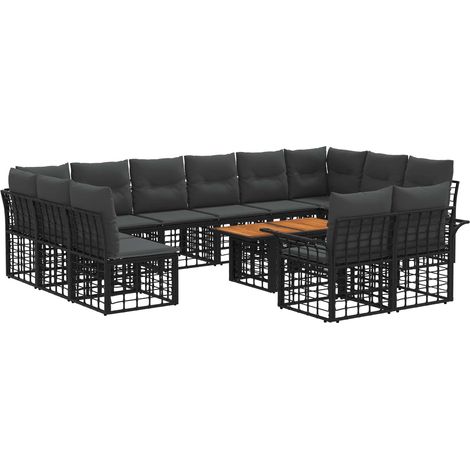 Set Divano da Giardino 13 pz Nero e Grigio scuro polyrattan vidaXL (1/5)