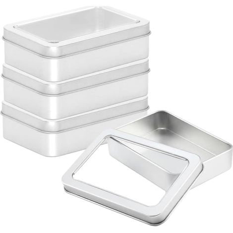 Pieces Small Metal Boxes with Transparent Lids (1/5)