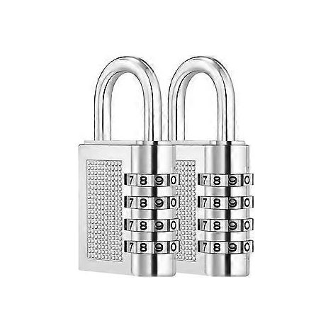 4-stellige Zahlenkombination für Schließfachschlösser in der Schule (2er-Pack, Silber) (1/5)