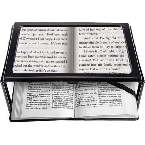 A4 Pleine Page Loupe de Lecture Loupe Sur Pied Rectangulaire Mains Libres avec 12 LED Lampe Lentille de Grossissement 2.5X pour Lire pour les Personnes âgées Les Aînés et Les Malvoyants (1/4)
