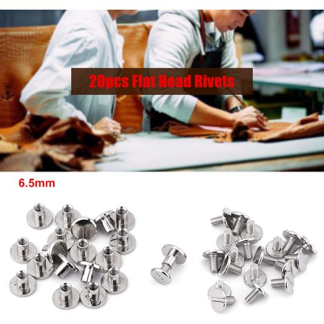 20 rivets en laiton à tête plate pour réparation de cuir et projets artisanaux, lot de 20 pièces (6,5mm) (1/3)