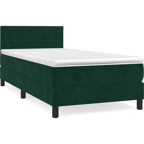 Maison Exclusive - Giroletto a Molle con Materasso Verde Scuro 90x190 cm Velluto (1/5)