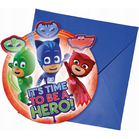 "PJ Masks"-Einladungen, 6 Stück.