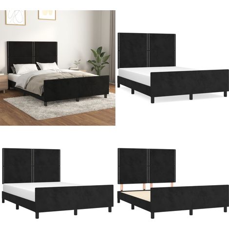 Bettgestell ohne Matratze Schwarz 140x190 cm Samt - Samtbettwäsche - Schlafzimmer Dekoration - Doppelbett - Boxspringbett - Hochbett - Home & Living