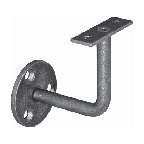 Support équerre pour main courante - Hauteur 80mm barreau rond plein de 12mm avec platine - Fer forgé - À visser - DECO FER FORGE