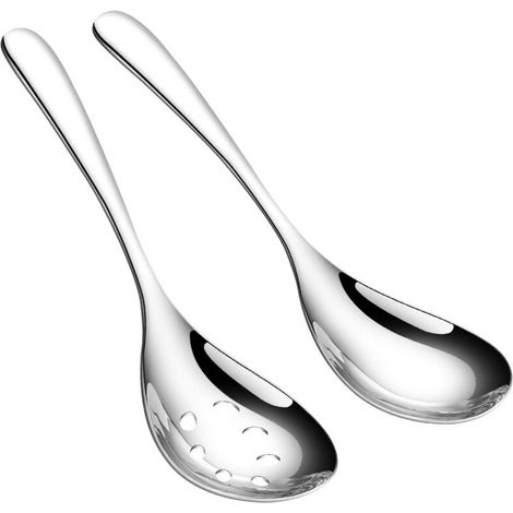 Set aus 2 unterteilten Servierlöffeln aus Edelstahl, 23,6 cm (9,45 Zoll), ideal für Buffets, Partys, Bankette und den Küchengebrauch. (1/4)