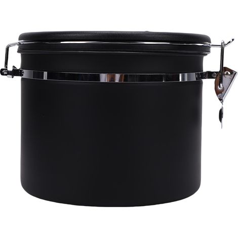Contenitore ermetico per caffè, 2,5 L, realizzato in acciaio inox 304, con cucchiaio in acciaio inox 304, valvola unidirezionale per il "pausa caffèContenitore per alimenti ermetico, colore nero