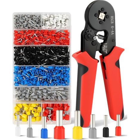 Pince a Sertir Cosse Electrique, Pince à Sertir 0.25-10mm² Cliquet Hexagonaux pour Cosse Isolés non Isolés (1/5)