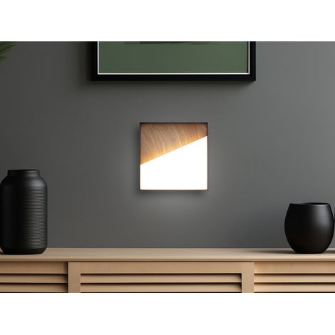 Akku Wandleuchte MEG dimmbar für Innen & Außen zum Kleben, Holzoptik, 15cm (1/5)