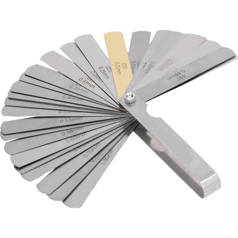 Jauge d'épaisseur 0,04-0,88 mm, 32 pièces en acier inoxydable, outil de mesure à double échelle métrique et impériale. (1/5)