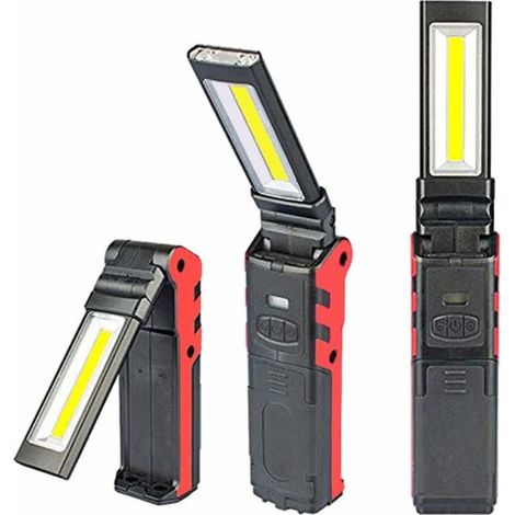 Arbeitsleuchte, wiederaufladbare USB-Lampe, Cob-Taschenlampe, LED-Inspektionslampe mit Magnetfuß für Camping, Camping, Notfall (1 Stück)