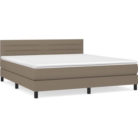 Maison Exclusive - Sommier à lattes de lit avec matelas Taupe 160x200 cm Tissu (1/5)