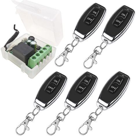 Interrupteur télécommande sans fil 433MHz – Récepteur relais 1 canal – 2 émetteurs – Portée 30m – Modes momentané, bascule, verrouillé (1/5)