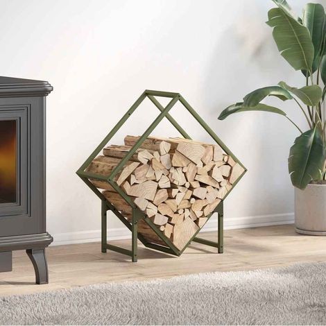 Portant de bois chauffage- Porte-bûches- Meuble pour range bûches vert olive 60x25x60 cm 816806 (1/5)