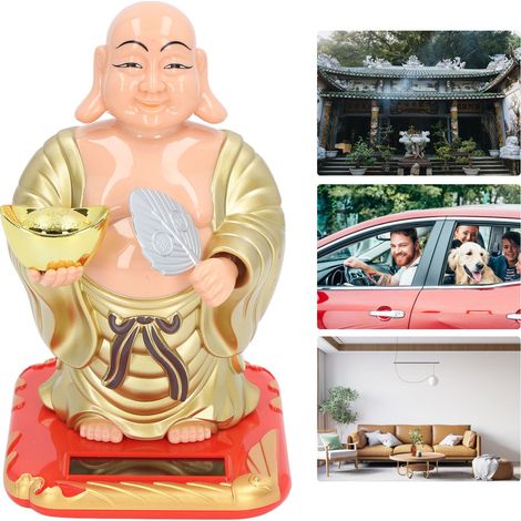 Statue de Buddha Maitreya Solar en Plastique Modèle LX-19 pour Dashboard de Voiture avec Fonction Balancement de tête Automatique (1/5)