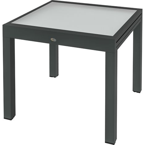 Ausziehbarer Gartentisch, ausziehbarer Outdoor-Tisch, Buffettisch, wetterfest, 160 x 80 x 75 cm, Schwarz