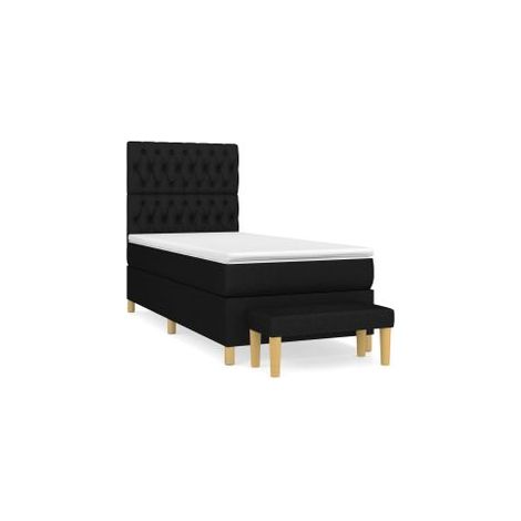 Sommier à lattes de lit avec matelas Noir 90x190 Tissu (1/5)