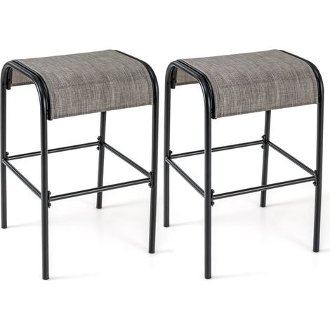 Barhocker für den Außenbereich, 2er-Set, 76 cm, Metallgestell, Tragkraft 180 kg